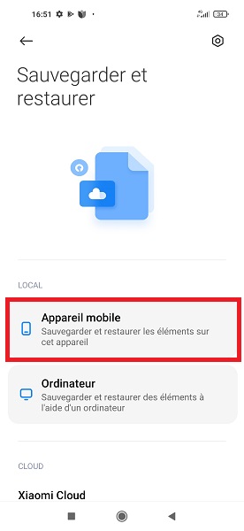 Restaurer la sauvegarde sur votre Xiaomi